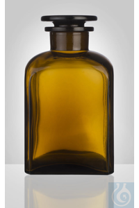 Square reagent bottle, amber, wide neck, conical shoulder, 250 ml, NS 29/22, dim. 70 / 50 x H 143...